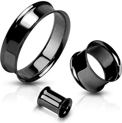 Produktbild von Flesh Tunnel Plug Edelstahl Ohr Piercing Ohrstecker Double Flared Hollow schwarz 10 mm