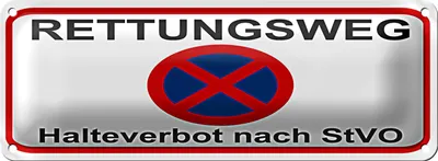 Produktbild von Blechschild Hinweis 27x10 cm Rettungsweg Halteverbot nach StVO