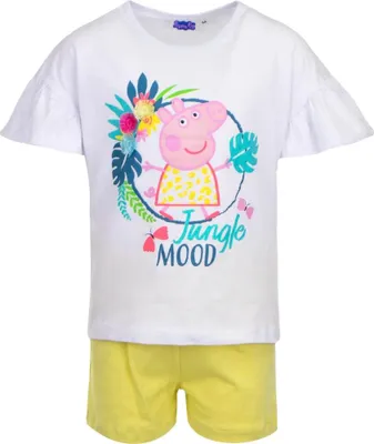 Produktbild von Peppa Pig Wutz Kinder Mädchen Sommerset Shorts plus T-Shirt – Weiß / 110