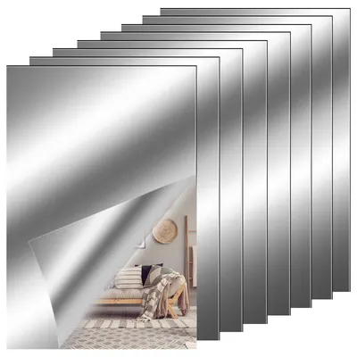 Productafbeelding van Set van 8 Zelfklevende Spiegelfliesen van 4 x 6 Inch voor Wanddecoratie
