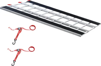 Obrázek produktu pro SucceBuy 85" x 54" extra široké skládací hliníkové rampy, nosnost 1500 liber pro motorku, terénní kolo, přívěs, ATV, UTV, zahradní traktor, sekačku na trávu, 3 kusy