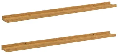 Immagine prodotto di Set di 2 mensole da parete beige, scaffali sospesi in legno, 100 cm