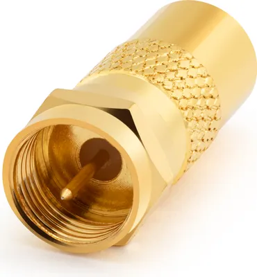 Produktbild von conecto Antennen-Adapter, F-Stecker auf IEC-Stecker, Adapter zum Verbinden von IEC-Anschlüssen mit Sat-Anschlüssen, vergoldet