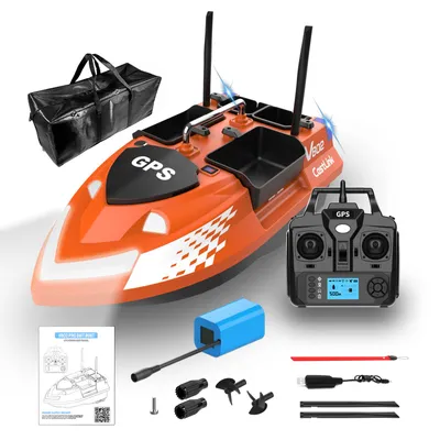 Produktbild von GPS Angelkoederboot mit 4 Koederbehaeltern, 3 kg Traglast, 500m Reichweite Köderboot mit 160 GPS-Punkte, Automatische Rückkehr, Dual-Antenne, V802PRO
