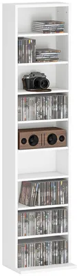 Immagine prodotto di HOMCOM Scaffale Porta CD con 6 Ripiani Regolabili, Capacitš€ di 260 CD/120 DVD, 33x24x140 cm, Bianco