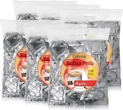 Produktbild von 6x Cafeclub Regular Kaffeepads Megabeutel je 100 stk. normale Röstung