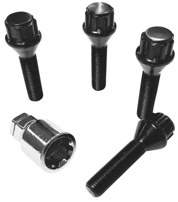 Produktbild von Felgenschloss M12x1,5x43mm Kegelbund 60° schwarze Felgenschlösser Set