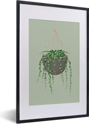Produktbild von MuchoWow® MuchoWow® Gerahmtes Poster Pflanzenaufhänger - Hängepflanze 40x60 cm - Poster mit zchwarzem Bilderrahmen - Poster in Rahmen