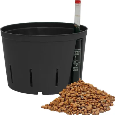 Produktbild von Set3 Kulturtopf + Wasserstandsanzeiger + Blähton 4 - 8 mm Hydropflanzen Ø 18 cm Höhe 12 cm