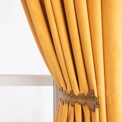 Produktbild von 2er Set Samt Vorhang Blickdicht Elegant Samtvorhänge Verdunkelung Thermovorhang Gardinen für Wohnzimmer Schlafzimmer Hotel, B132xH213cm, Gelb
