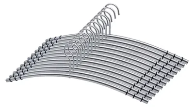 Produktbild von 12 Metall Kleiderbügel aus hochwertigem und robustem Edelstahl, rostfrei und rutschfest