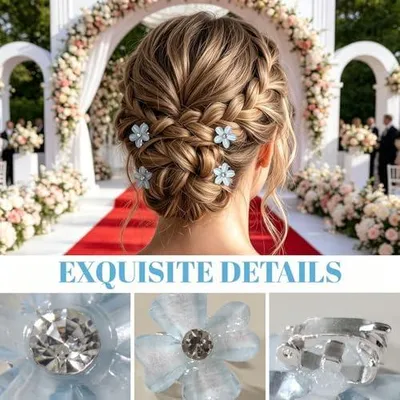 Immagine prodotto di 20 piccole clip per capelli a forma di fiore, graziose mini-fermagli metallici con strass, adatti a donne e ragazze, ideali come accessori per capelli da sposa per matrimoni e altre occasioni
