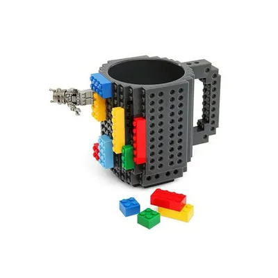 Zdjęcie produktu dla Kreatywny kubek do kawy zgodny z LEGO, kubek z klockami 350 ml - szary