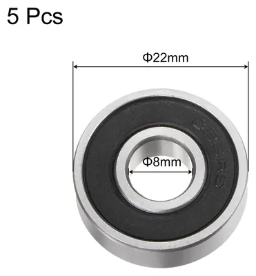 Image de 608-2RS Profond Grainure Billes Roulements 8mm AlšŠsage 22mm  OD 7mm šŠpais Chrome Acier ABEC5 PršŠcision Z3 Bruit Niveau 5pcs