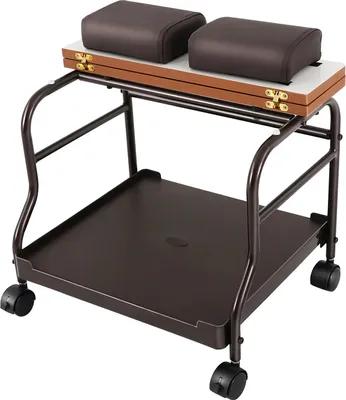 Image de Chariot mobile pour bain de pieds - Chariot de salon/chariot de pédicure - Avec roulettes, pour pédicure et manucure, repose-pieds, à assembler - Marron