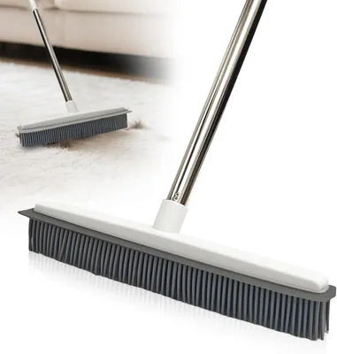 Image de Gummibesen 2 en 1 avec brosses en caoutchouc et bord de drainage, 160 cm, pour les poils d'animaux