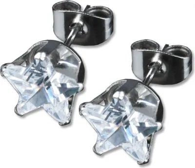 Produktbild von viva-adorno 1 Paar Damen Ohrstecker Ohrringe Kristall Sterne klar Edelstahl WS16