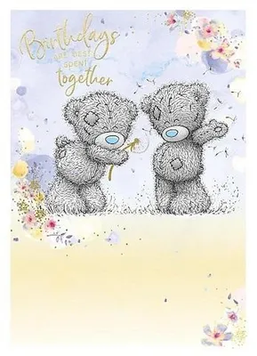 Obrázok produktu pre Narodeninová pohľadnica s motívom medvedíka a nápisom „Birthday together“