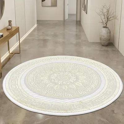 Produktbild von Teppich mit orientalischem Flair | | weiß gold Größe - 120 cm Rund