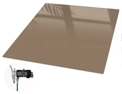 Produktbild von Glas Tischplatte 60x60 cm – Tischauflage aus gehärtetem Glas – Glasplatte für Esstisch – Küchentischplatte aus Glas – Tischschutz Glas modern – Dekorative Glasplatte – Pflegeleichte Glastischplatte – Sicherheitsglas Tischplatte – Neutralbraun, KI-generiertes Bild