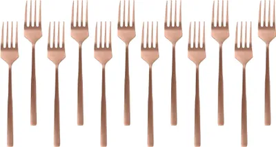 Produktbild von Kuchengabeln aus Edelstahl – 15 cm – Kupfer – 12 Stück