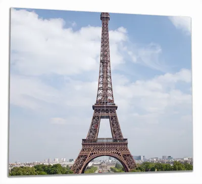 Produktbild von Wallario Herdabdeckplatte aus Glas, Größe 60 x 52 cm 2-teilig, Motiv Eiffelturm in Paris