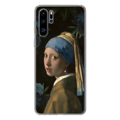 Produktbild von MuchoWow® Handyhülle Schutzhülle Hülle für Huawei P30 Pro Mädchen mit einem Perlenohrring - Blumen - Blau Silikon Softcase Handy Hülle - Schutzdeckel