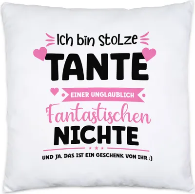 Produktbild von Ich bin stolze Tante Kissen Inkl Füllung Geschenk Geburtstag Patentante Tante und Nichte