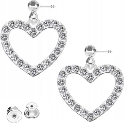 Image de Boucles d'oreilles coeur en argent 925 avec zirconium