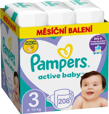 Produktbild von PAMPERS Active Baby Größe 3 Midi (208 Stück) - Monatspackung