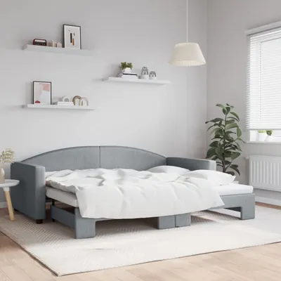 Image de Maison Exclusive - Canapé-lit convertible gris clair 90 x 200 cm, tissu