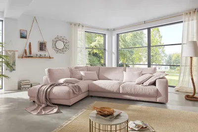 Produktbild von KAWOLA Sofa MADELINE Ecksofa Cord rosa Recamiere links