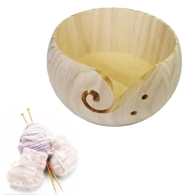 Image de Bol à laine en bois Willkommen Zuhause - Organisateur - Fait main - 15 x 8 cm - Sûr et durable - Bol à fil