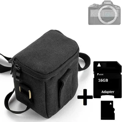 Produktbild von K-S-Trade Umhängetasche kompatibel mit Canon EOS R50 Schulter Tasche Tragetasche Kameratasche Fototasche + 16GB Speicherkarte schwarz Schutzhülle