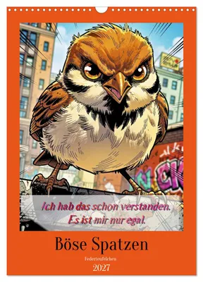 Produktbild von Böse Spatzen (Wandkalender 2027 DIN A3 hoch), CALVENDO Monatskalender