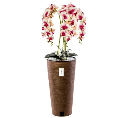Produktbild von Blumenkübel freistehend Blumentopf Ø 30 cm H 57 cm Braun Übertopf Meißelblumentopf Pflanzkübel aus Kunststoff mit Einsatz