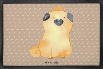 Produktbild von Mr. & Mrs. Panda Fußabstreifer Mops Krone 60 x 90 cm - Hundeglück - Geschenk, Eingangsmatte, Sprüche, Türmatte, flurmatte, Hund, Schmutzmatte, Königlich, fußmatte, Lustig