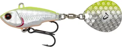 Produktbild von Savage Gear Fat Tail Spin sinkend - Jig Spinner, Größe / Gewicht / Farbe:5.5cm / 9g / Lemon Back Flash