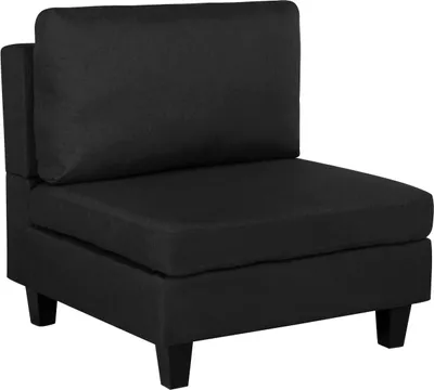 Produktbild von BELIANI Sitzelement Schwarz Stoff Holzbeine Sesselmodul für Wohnzimmer Minimalistisch Elegant