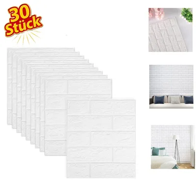 Produktbild von 30 Stück 3D Wandpaneele Selbstklebend Tapete Steinoptik Wandverkleidung, 35x38,5cm Wasserdicht WallPanels Wandtattoos Ziegelstein Wandaufkleber
