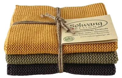 Produktbild von 3er SOLWANG Wischtuch Küchentuch Waschlappen Baumwolle - Dunkel MIX
