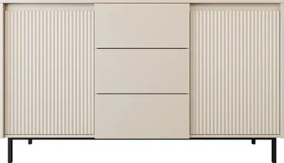Produktbild von MIRJAN24 Sideboard Ozmi 2D3SZ, Kommde mit zwei Drehtür und drei Schubladen, Griffloses Öffnungssystem push to open (Farbe: Cashmere)