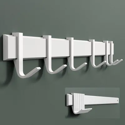 Produktbild von Mai & Mai Kleiderhaken Wandgarderobe Wandhaken aus Aluminium mit 6 Verschiebbare Garderobenleiste Garderobenhaken 60cm Matt weiß Stalo-12