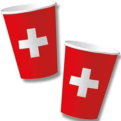 10 Papierbecher Schweiz-Motiv für Themenfeier & Geburtstag