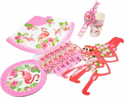 Produktbild von Flamingo Geburtstagsset 36-tlg Partygeschirr Teller Becher Hüte - Deko für Kindergeburtstag