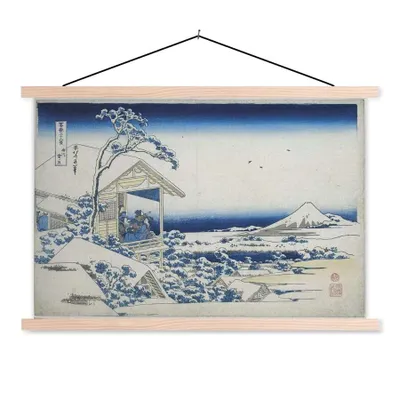 Produktbild von MuchoWow® Textilposter Verschneiter Morgen in Koishikawa - Gemälde von Katsushika Hokusai 60x40 cm mit holzfarbenen Rahmen - Bilder
