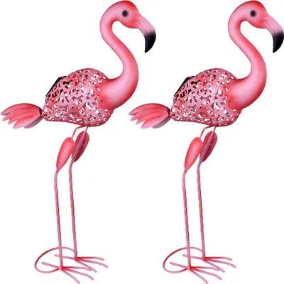 Produktbild von 2x LED Solarleuchten, Flamingo, pink, H 74 cm