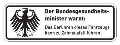 Produktbild von Fun-Aufkleber Warnung Zahnausfall weiß I 15 x 5 cm I lustiger Spruch für Motorrad Mofa, als Auto-Aufkleber Fahrrad-Aufkleber I wetterfest I kfz_369