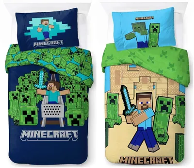 Produktbild von Minecraft - 2 x Wende-Bettwäsche-Set im Doppelpack, 135x200 & 80x80