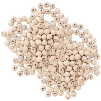 Produktbild von 5 Beutel mit runden Holzperlen, handgefertigt, zum Selbermachen, unbehandelt, Bastelmaterial, 4 mm/6 mm/8 mm/10 mm (Naturfarbe, 4 mm, 500 Stück)